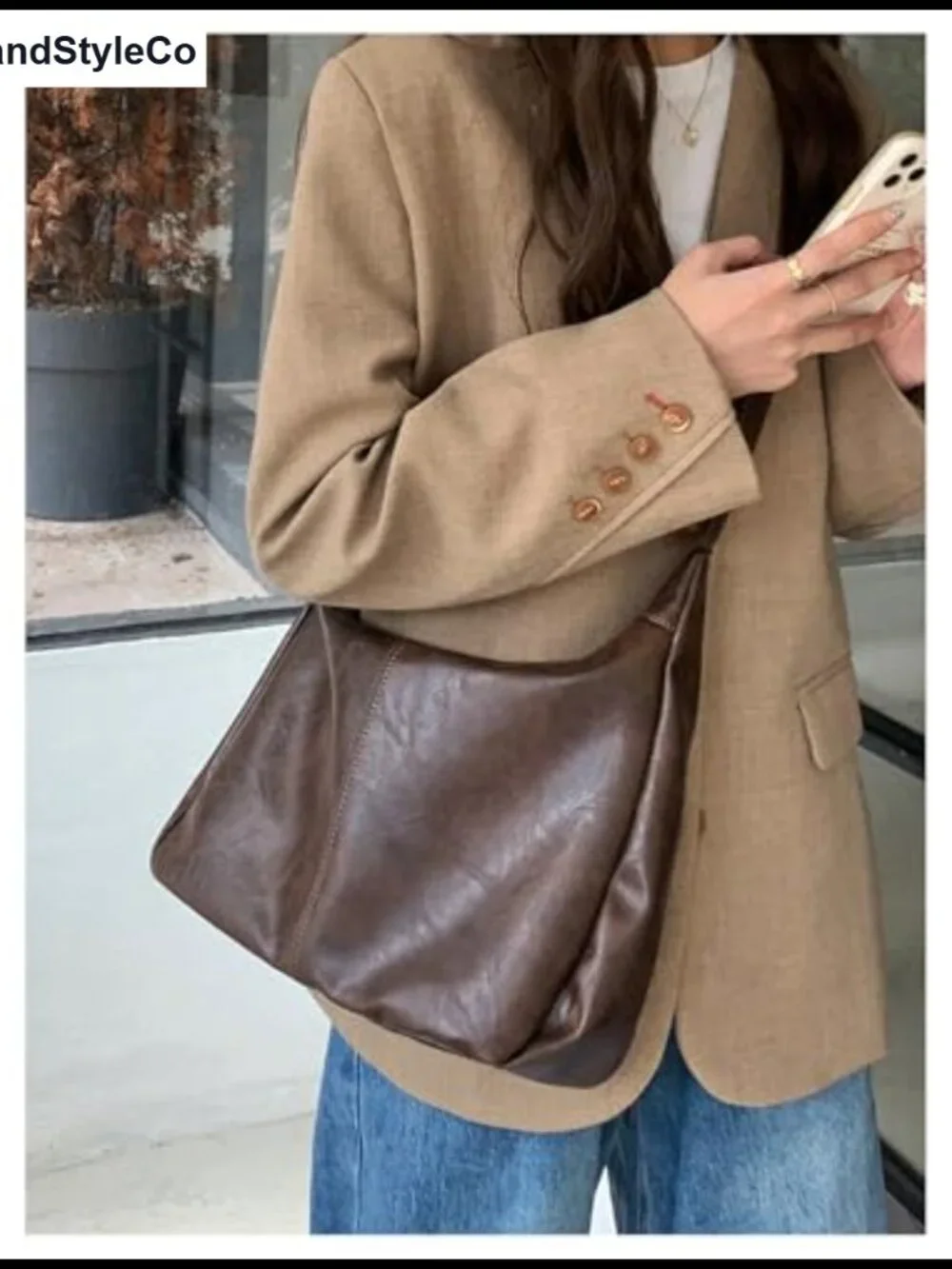 Women's Soft PU Leather Crossbody Hobo Bag Vintage Slouchy Zipper